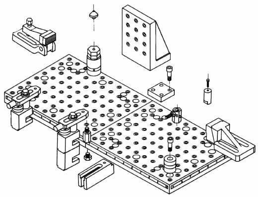 Modular workholders can be assembled entirely from standard off-the-shelf components