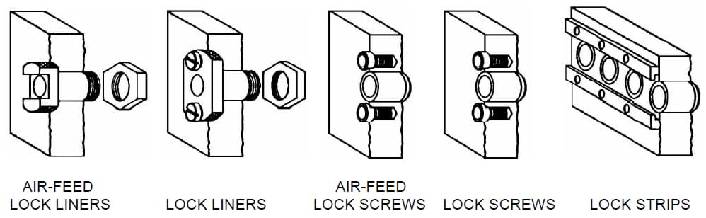 Liner-mounting options for air-feed-drill bushings